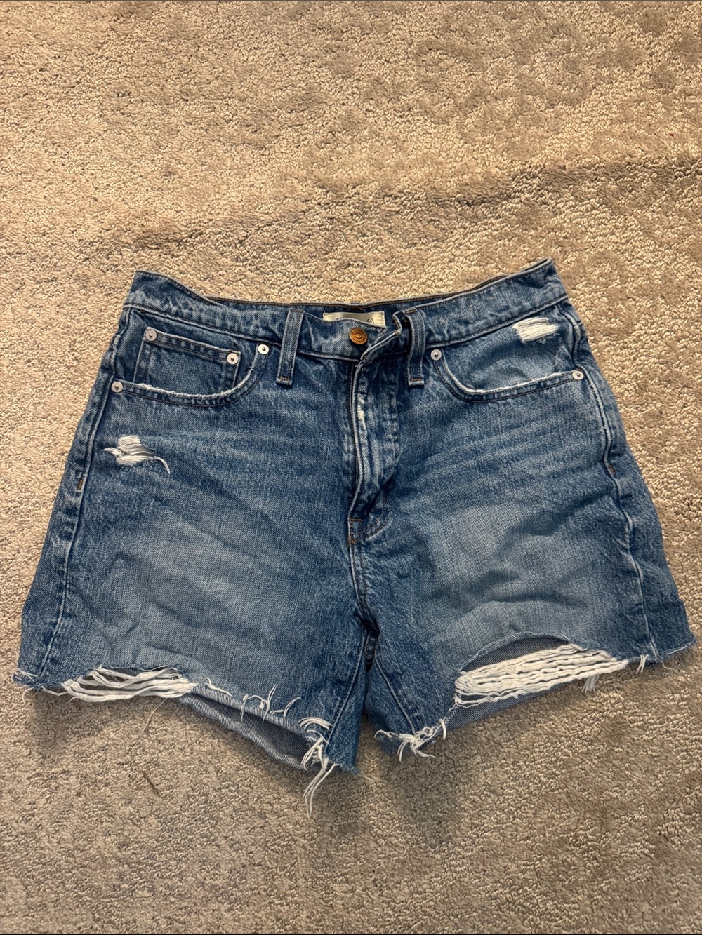 Madewell Distressed Blue Denim Cutoff Shorts